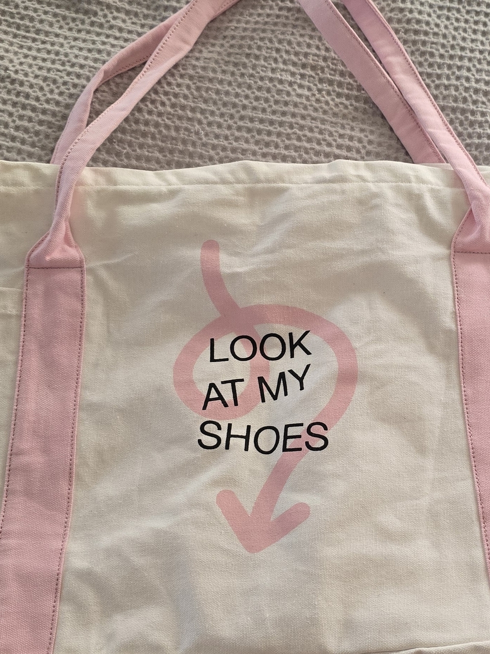 NWT DSW Pink & Off White 'Look At My Shoes' Canvas Tote